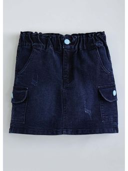 Hopscotch - Black Solid Cotton Blend Skirt