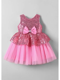 Hopscotch - Pink Embellished Polyester Blend Dress