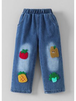 Hopscotch - Blue Printed Blended Jeans