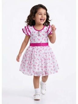 Hopscotch - White Floral Cotton Blend Dress and Belt
