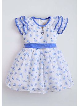 Hopscotch - White Floral Cotton Blend Dress and Belt