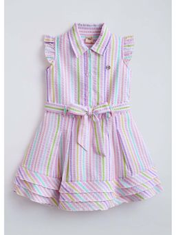 Hopscotch - Multi-Color Stripes Cotton Blend Dress and Belt