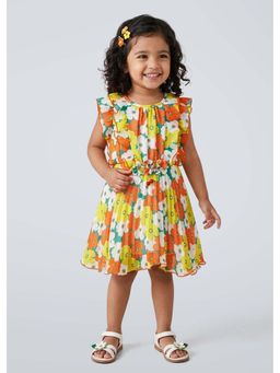 Hopscotch - Multi-Color Floral Cotton Blend Dress