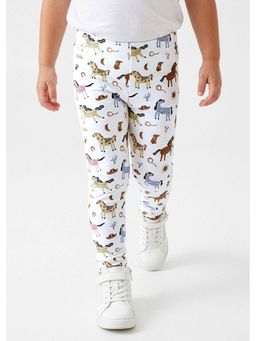 Hopscotch - White Printed Cotton Leggings