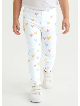 Hopscotch - White Printed Cotton Leggings