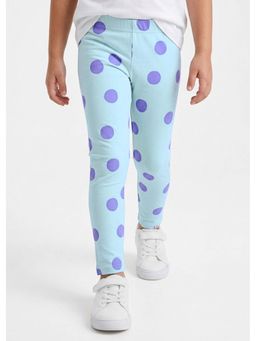 Hopscotch - Blue Polka Dots Cotton Leggings