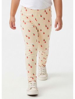 Hopscotch - Beige Printed Cotton Leggings