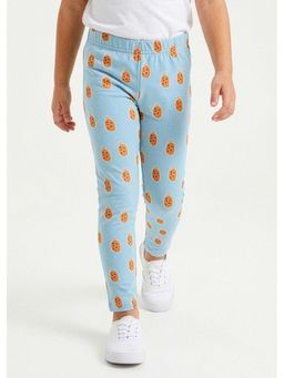 Hopscotch - Blue Printed Cotton Leggings