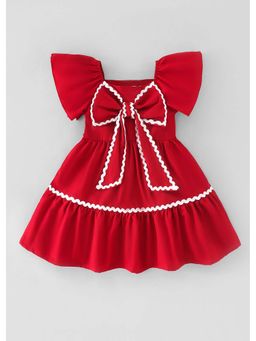 Hopscotch - Red Solid Polyester Dress