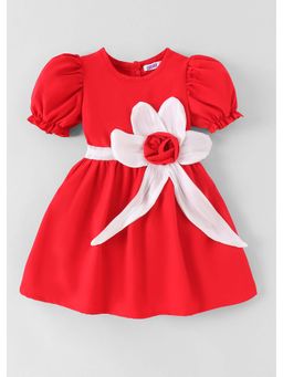 Hopscotch - Red Solid Polyester Dress