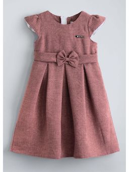 Hopscotch - Brown Solid Cotton Blend Dress