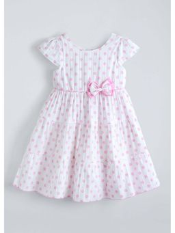 Hopscotch - Pink Polka Dots Cotton Blend Dress