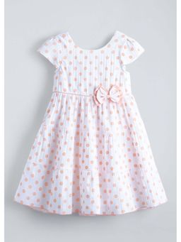 Hopscotch - White Polka Dots Cotton Blend Dress
