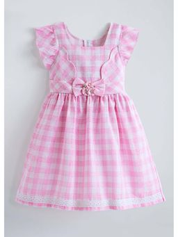 Hopscotch - Pink Checks Cotton Blend Dress