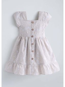 Hopscotch - Ivory Embroidered Cotton Blend Dress