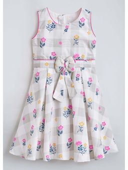 Hopscotch - Grey Floral Cotton Dress