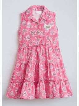 Hopscotch - Pink Printed Cotton Dress