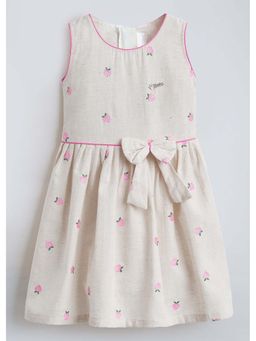 Hopscotch - Cream Printed Cotton Dress