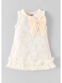 Hopscotch - Beige Textured Polyester Blend Dress