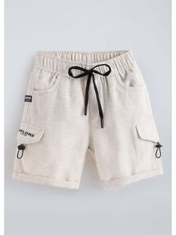 Hopscotch - Cream Solid Cotton Shorts