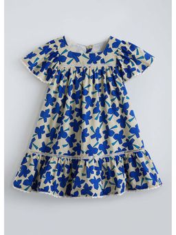 Hopscotch - Blue Printed Cotton Dress