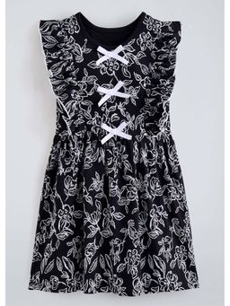Hopscotch - Black Floral Cotton Dress