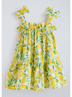 Hopscotch - Yellow Printed Cotton Dress