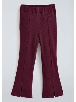 Hopscotch - Maroon Textured Cotton Trouser