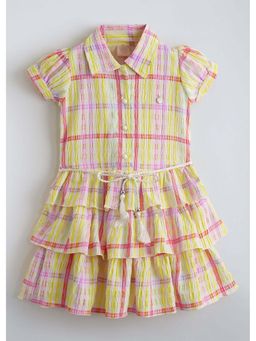 Hopscotch - Yellow Printed Cotton Blend Dress