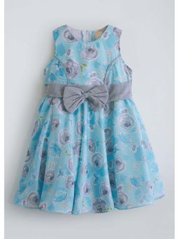 Hopscotch - Blue Floral Cotton Blend Dress
