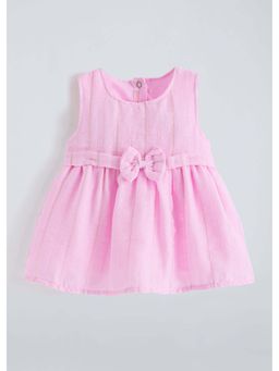 Hopscotch - Pink Textured Cotton Blend Dress