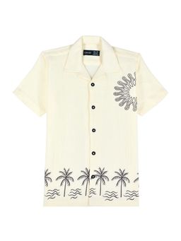 CAVIO - Cream Embroidered Cotton Shirt