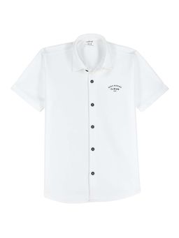 CAVIO - White Solid Cotton Blend Shirt
