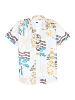 CAVIO - Cream Abstract Cotton Shirt and T-shirt