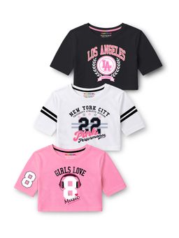 Trampoline - Multi-Color Printed Cotton Blend T-shirts (Pack of 3)