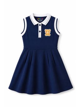 Trampoline - Blue Solid Cotton Blend Dress