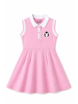 Trampoline - Pink Solid Cotton Blend Dress