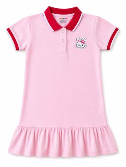 Trampoline - Pink Solid Cotton Blend Dress