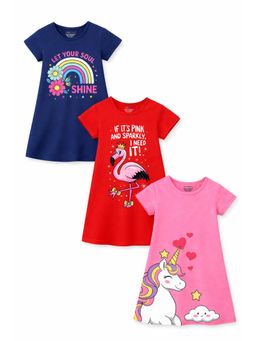 Trampoline - Multi-Color Printed Cotton Blend Dresses (Pack of 3)