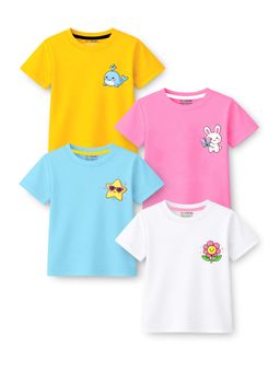 Trampoline - Multi-Color Graphic Cotton Blend T-shirts (Pack of 4)