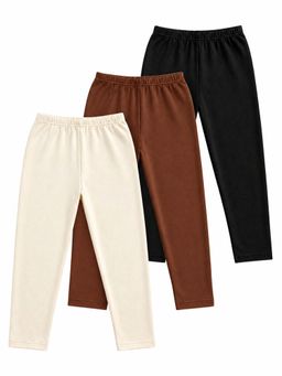Trampoline - Multi-Color Solid Cotton Lycra Leggings (Pack of 3)