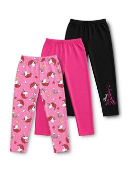 Trampoline - Multi-Color Printed Cotton Lycra Leggings (Pack of 3)