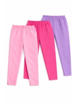 Trampoline - Multi-Color Solid Cotton Lycra Leggings (Pack of 3)