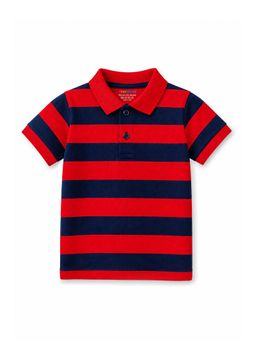 Trampoline - Red Stripes Cotton Blend Polo T-shirt