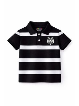 Trampoline - Black Stripes Cotton Blend Polo T-shirt