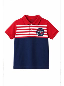 Trampoline - Red Stripes Cotton Blend Polo T-shirt