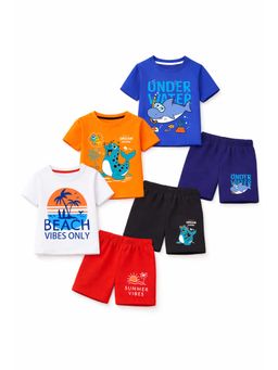 Trampoline - Multi-Color Printed Cotton Blend T-shirts and Shorts (Pack of 3)