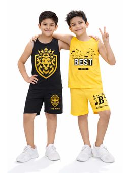 Trampoline - Multi-Color Printed Cotton Blend 2 T-shirts, 2 Shorts (Pack of 2)