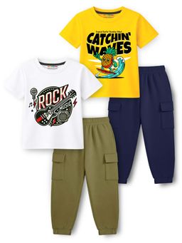Trampoline - Multi-Color Printed Cotton Blend T-shirts and Joggers (Pack of 2)