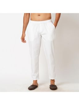 Indivisual - Men's Premium Cotton Solid Bright White Pyjama